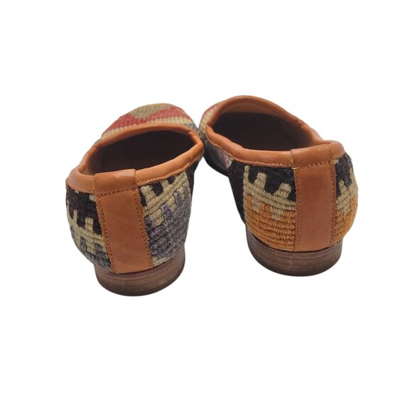 Handmade Turkish Kilim Rug Loafers With Leather Soles & Insides size 40 US 9 - Picture 2 of 16